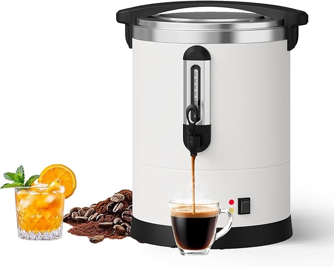 GarveeTech Commercial Coffee Urn - Double Wall Stainless Steel Hot Beverage & Water Dispenser, Fast Brewing with Drip-Free Spigot for Catering, Weddings, Offices, Parties, Buffet - 12L