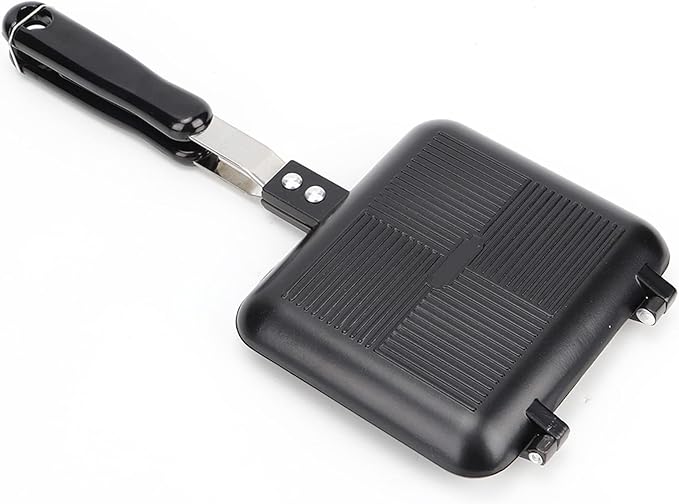 Aluminum Alloy Household Sandwich Maker Bakeware Double-Sided Non-Stick Frying Flip Square Pan Panini Maker for Breakfast Outdoor Use