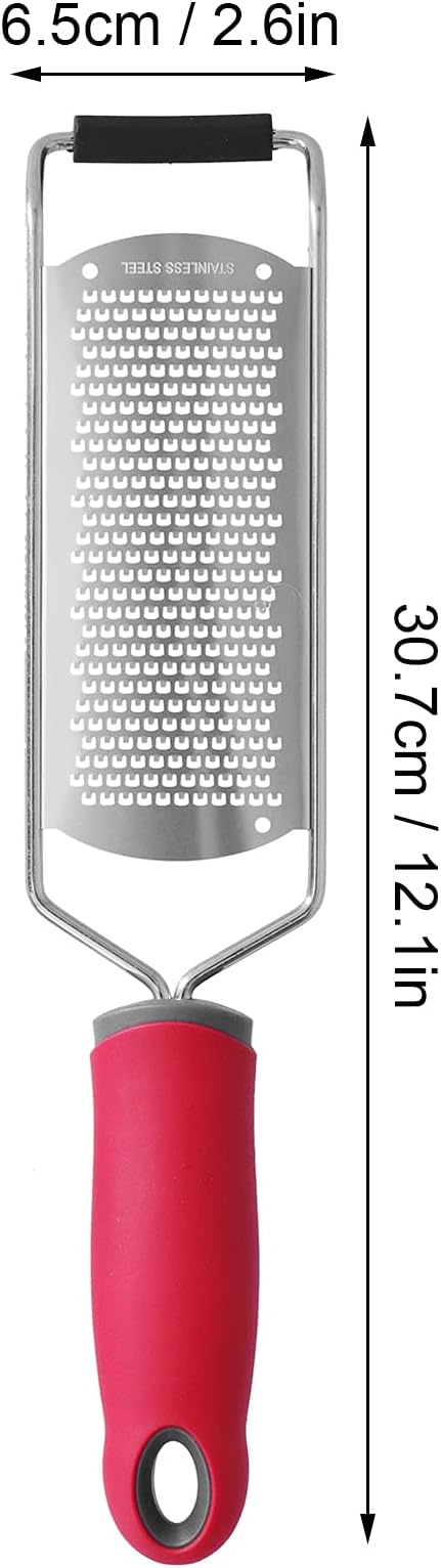 Stainless Steel Cheese Grater & Zester | Secure Grip Handle for Hard Cheese/Lemon/Chocolate | Multipurpose Kitchen Grater with Hanging Hole, Dishwasher Safe