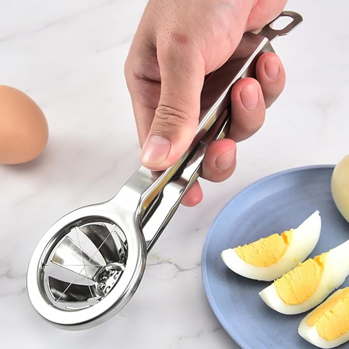 Multifunctional Stainless Steel Egg Cutter and Handheld Egg Slicer 304 Food-Grade Material Convenient Kitchen Gadget for Hard-Boiled and Cooking Supplies