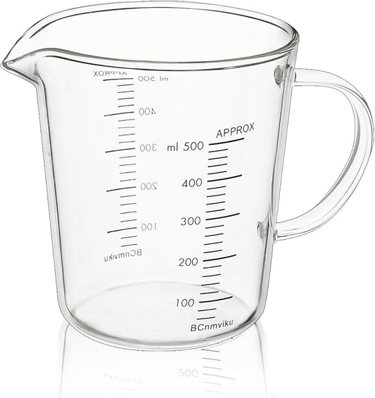 500ml/2 Cup Glass Measuring Cup,Liquid Measuring Cups with Handle for Baking,Cooking,Prepping Kitchen Essentials