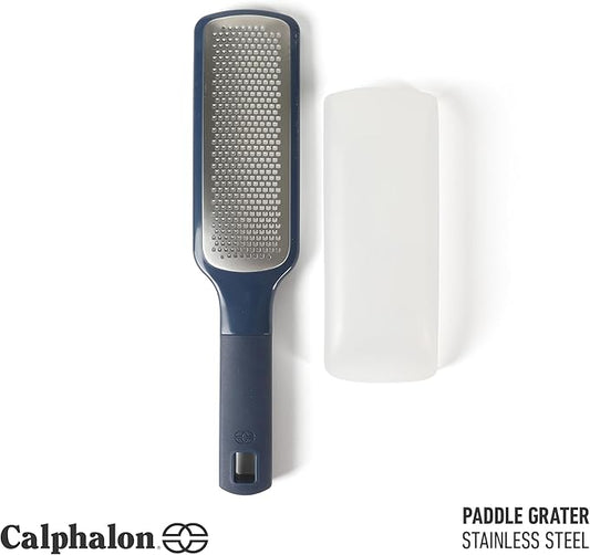 Calphalon Prime Stainless Steel Handheld Cheese Grater W/Cover & Rubber Handle - Navy Blue