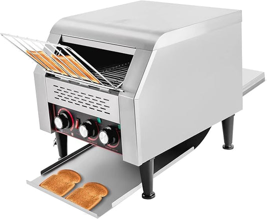 Commercial Conveyor Toaster, 110V 2200W Commercial Conveyor Toaster Tray Toasting Machine 300 Slices/Hour Heavy Duty Industrial Stainless Steel Electric Oven w/7-speed for Coffee Shops & Home