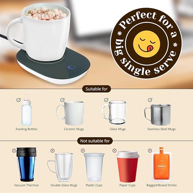 Amruta Auto On/Off Gravity Induction Coffee Mug Warmer, Warming Plate for Coffee Mugs Tea Cups, Great for Beverages Coffee, Tea, Cocoa, Milk, Water (Warmer-Green)