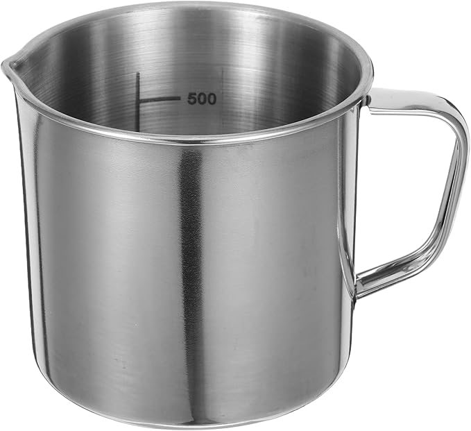 500Ml Stainless Steel Measuring Cup Metal Embossed Measuring Cup with Handle and Pour Lip Milk Steamer Pitcher Silver Latte Art Pitcher,Milk Frothing Jug with Scale for Professional Kitchen Laboraty