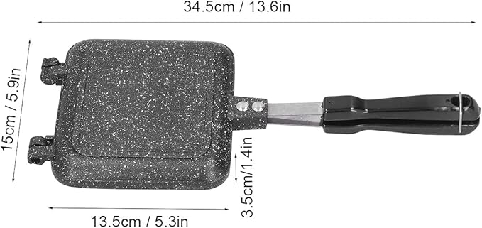 Cyrank Double Sided Frying Pan, Aluminum Hot Sandwich Panini Maker Grilled Cheese Maker Nonstick Sandwich Toaster Press Stovetop Flip Grill Pan for Home Kitchen