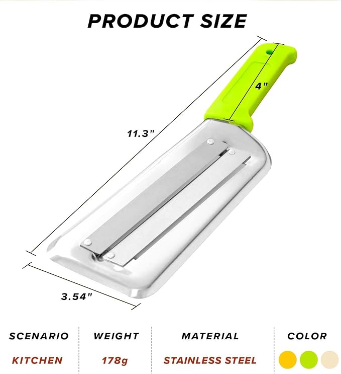 LZMS 3Pcs Stainless Steel Dual Blade Julienne Cutter with Ergonomic Handle,Multifunctional Rust-resistant Kitchen Tool,Shredder Knife for Cabbage&Carrot&Potato&Fish (Beige, yellow and green)