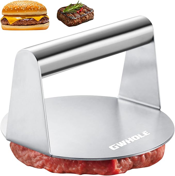 GWHOLE Smash Burger Press, 5.5 inch Round Burger Smasher, Non-Stick Burger Press Patty Maker for Meat Press Bacon Steaks Smash Burger Press Tool for Griddle Cooking