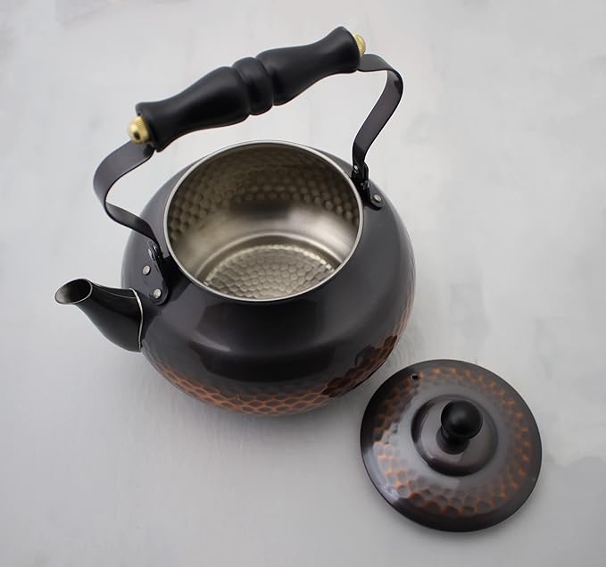 Shinkodo Made in Japan, Red Copper Finish, Hammered Boiling, 0.6 gal (2 L) (Wooden Pattern), Gift Wrapping Specifications