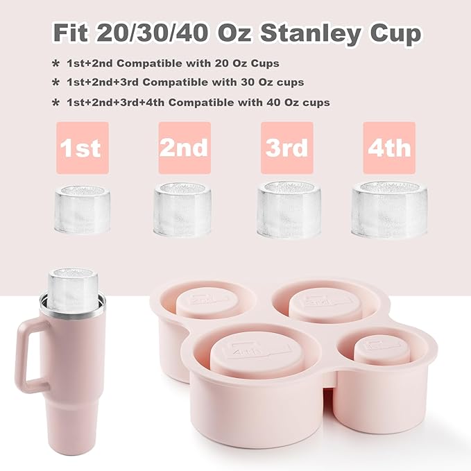 Nax Caki Hollow Cylinder Ice Cube Mold for 20oz 30oz 40oz Stanley Cup Accessories, Silicone Tumbler Ice Mold with Lid for Tumbler Whiskey Cocktails Bourbon