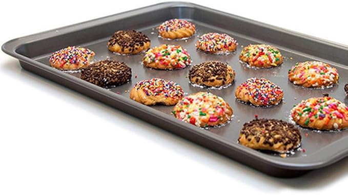 HYTK 2PCS Cookie Sheet 10x14.5 Inch (Inner 9x13) Baking Sheet Nonstick Heavy Carbon Steel Baking Pans Bakeware