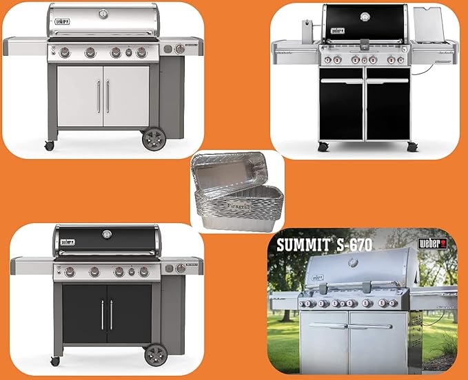 Firsgrill (18-Pack) Compatible for Weber Model 6498 & 6417 drip pan Liner Aluminum BBQ 11" L*5" W*2.5" D Drip Pans Grill Grease Trays Foil Pan Smoke Fire and Summit Grills