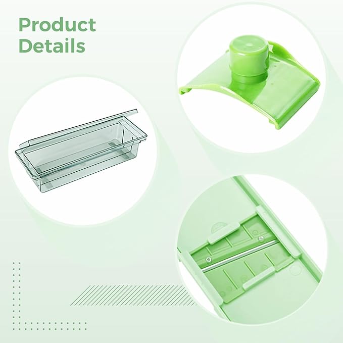 Multi-Purpose Kitchen Mandoline Slicer, Vegetable Cutter with Stainless Steel Blades, Safe Plastic, and Hand Guard - Ideal for Onions, Potatoes, Carrots