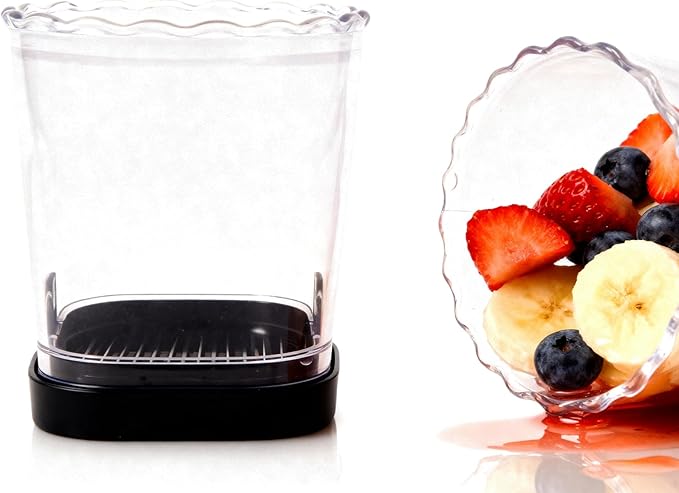 Strawberry Slicer with Stainless Blades, Fruit Cup, Strawberries Cutter, Detachable and Easy Food Preparation Tool, Precision Slicing Gadget for Mushroom, Bananas, Grape, Mango and More