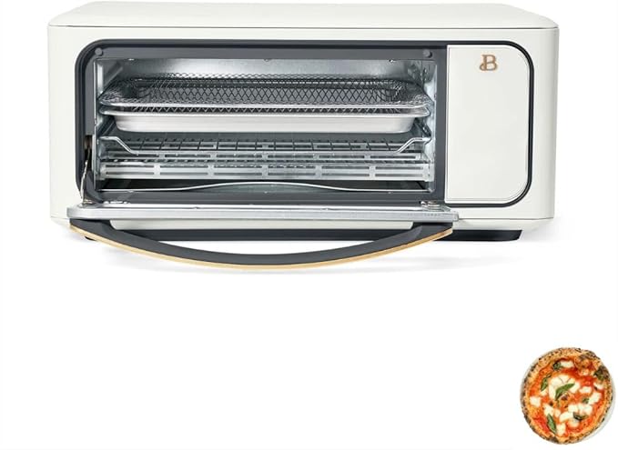 Beautiful by Drew Infrared Air Fry Toaster Oven 1800W with 9-Slice Capacity and Multi-Function Cooking (white)