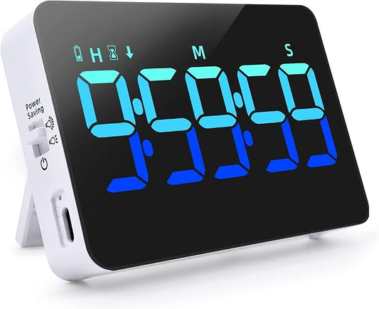 Kitchen Digital Timer, Count Down Up, Rechargeable, Vibration Mode Adjustable Volume and Brightness LED Display, Time Management Cook, Desk, Kids Adults Study Teaching, Kitchen Gadgets Blue