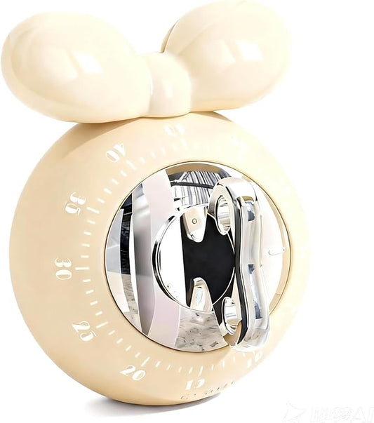 Cooking Timers for Kitchen, Mechanical Kitchen Timer for Cooking Cute with Loud Alarm, No Batteries Required, Magnetic Back of Cute Kitchen Timer for Classroom, Home, Study and Cooking(Milky White)