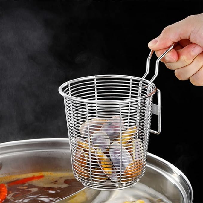 Hemoton Stainless Steel Noodle Strainer Heat-Resistant Mesh Colander for Hot Pot Kitchen Supply Pasta Cooking Tool 3.85X3.85X3.74In