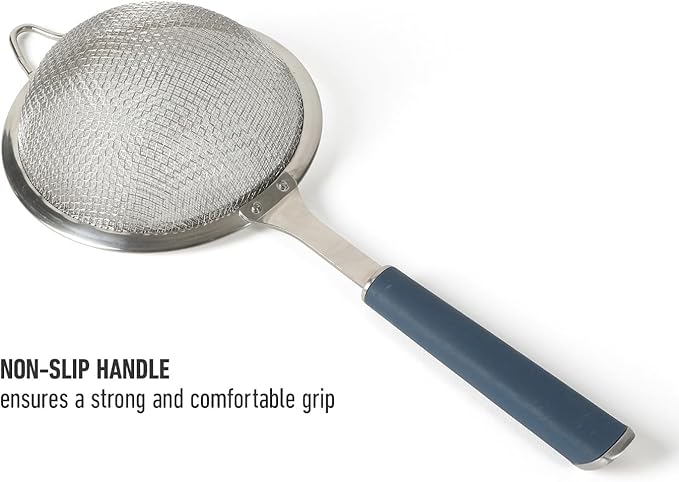 Calphalon Edge Stainless Steel Strainer w/Thermoplastic Rubber Handle - Navy Blue