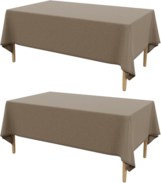 AUSSPVOCT 2 Pcs Textured Linen Table Cloth for Rectangle Table - 52x70 Inch Cloth Tablecloth Rectangular Waterproof Washable Fabric Dining Table Cover for Christmas Holiday Party Kitchen Decor