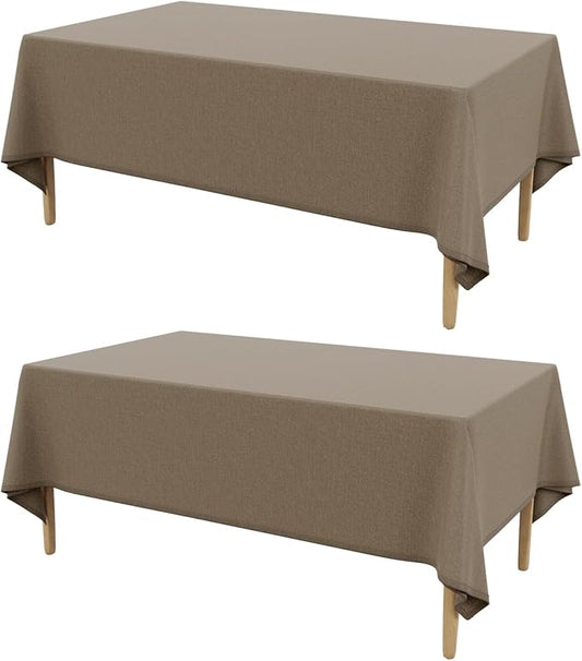 AUSSPVOCT 2 Pcs Textured Linen Table Cloth for Rectangle Table - 52x70 Inch Cloth Tablecloth Rectangular Waterproof Washable Fabric Dining Table Cover for Christmas Holiday Party Kitchen Decor