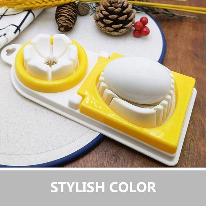 PRETYZOOM Metal Onion Slicer Egg Slicer for Boiled Egg with Stainless Steel Wire, Strawberry Mushroom Cutter Slicer, 2 Slicing Styles (Yellow) Egg Slicing Supplies