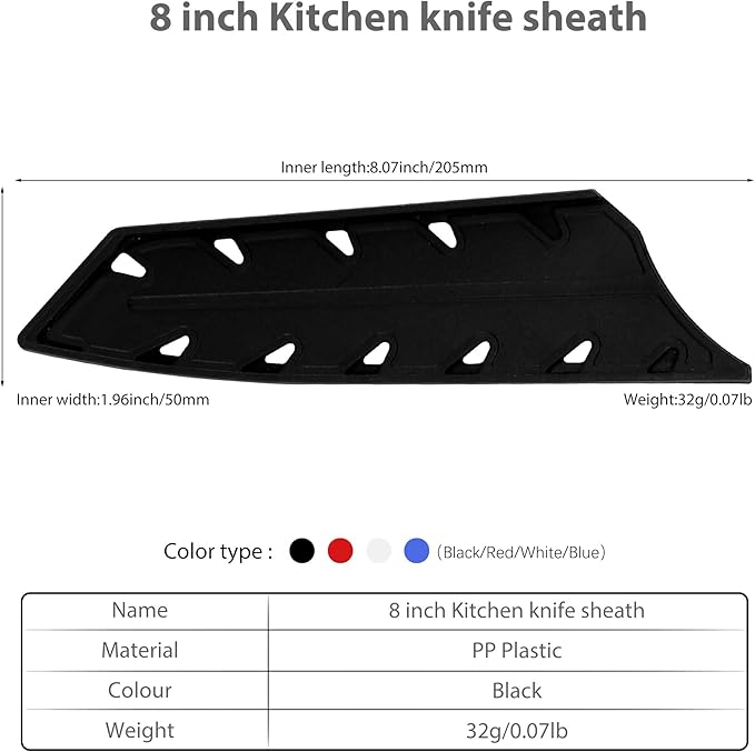 XYJ 2pcs/set Safety Knife Covers Sleeves Knives Edge Guard,Universal Knife Sheath,Santoku Knife Case Black (For 8" Chef Knife or 7 '' Santoku Knife)