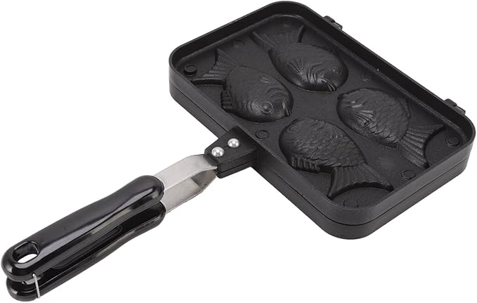 Mumusuki Stovetop Taiyaki Maker, Double Sided Non Stick Fish Shaped Pan for Japanese Desserts, Aluminum Alloy Bakeware with Anti Scald Handle (Gas Compatible)