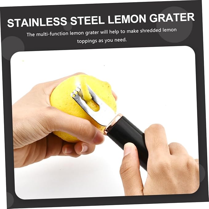 OUNONA Stainless Steel Lemon Grater for Citrus Fruits Portable Kitchen Tool for Home Use for Grating Lemons and Oranges Easy to Clean for Cooking and Baking Random Color