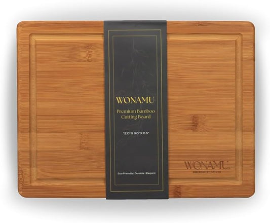 WONAMU Small Bamboo Cutting Board – Lightweight, Durable, And Non Toxic, Perfect For Charcuterie, Serving Snacks, And Everyday Kitchen Use – Eco-Friendly Kitchen Essential And Versatile Wooden Tray