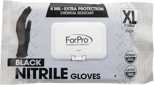 ForPro Disposable Nitrile Gloves, Chemical Resistant, Powder-Free, Latex-Free, Non-Sterile, Food Safe, 4 Mil
