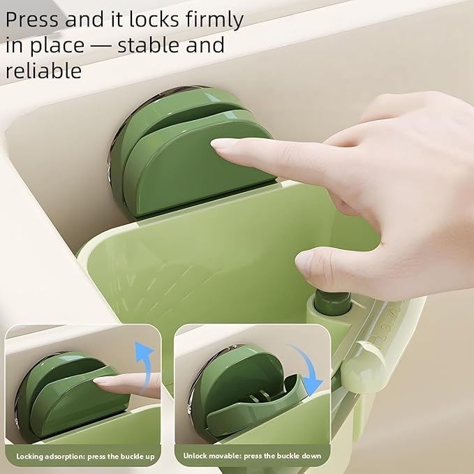 Corner Sink Strainer Food Waste Catcher for Sink, 2025 New Upgraded Suction Cup Press Sink Drainer Basket, Automatic Dumping Sink Strainer Basket (Green)