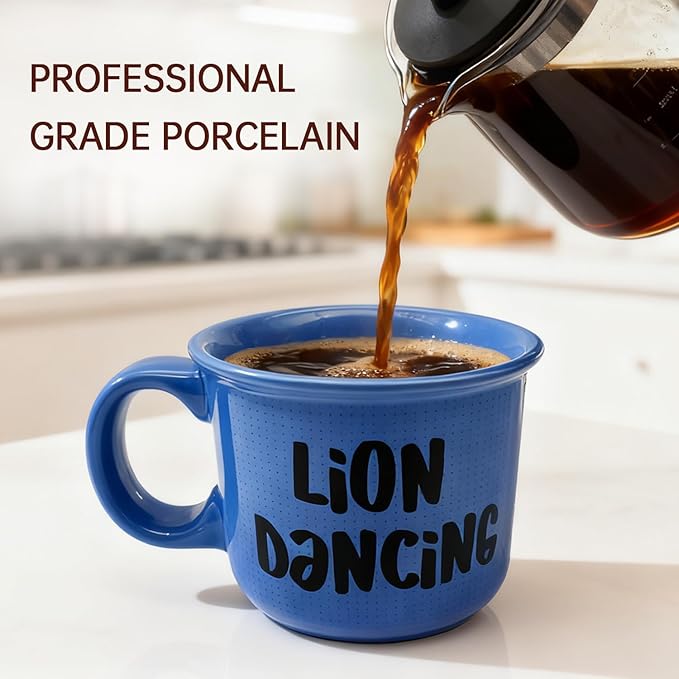 Ceramic Coffee Mugs Set Of 4,14 Oz Coffee Cups With Handle, Large Coffee Mugs Perfect For Cappuccino, Latte, Americano, Tea Bag, Beverage