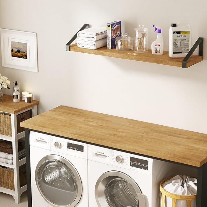 48''L x 25''W x 1.5''Th Hevea Solid Wood Butcher Block Countertop, Butcher Block Table Top for DIY Washer Dryer/Island/Kitchen Countertop (Unfinished)