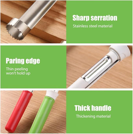 2-In-1 New Corer Tool and Apple Peeler, Stainless Steel Fruit Corer for Bell Peppers, Apples, Pears
