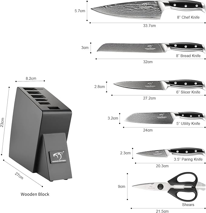 NANFANG BROTHERS Knife Sets for Kitchen with Block, Damascus Kitchen Knife Set with Block, ABS Ergonomic Handle for Chef Knife Set and Kitchen Shear