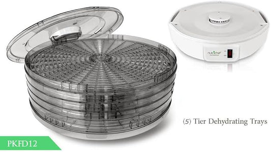 NutriChef Electric Countertop Food Dehydrator - Multi-Tier High-Heat Circulation Professional Food Preserver, Fruit, Vegetable Dryer, Meat or Beef Jerky Maker w/ 5 Stackable Trays - AZPKFD12