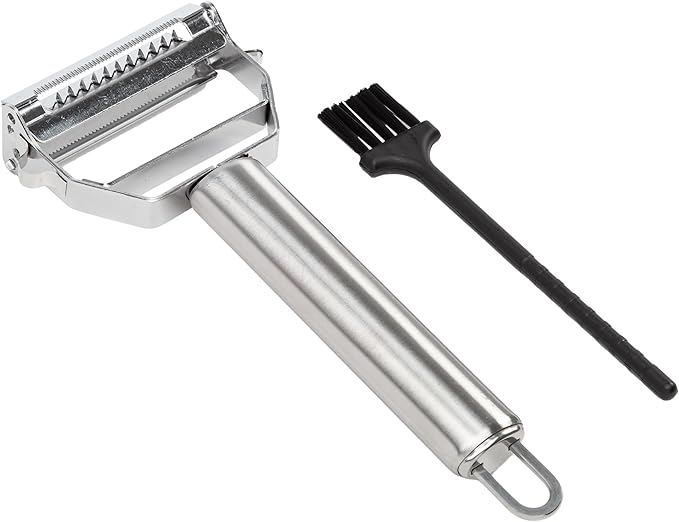 Tasty Julienne Vegetable Peeler with Cleaning Brush, Sharp Stainless Steel Blades, 2 Piece Set, Dishwasher Safe