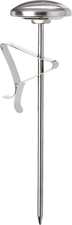 CDN ProAccurate® Instant Read Beverage Frothing Thermometer with Clip for Precise Temperature Measurement, 5" Stainless Steel Stem, Yellow Case (IRB220-F)