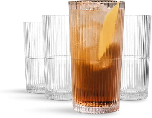 Drinique Unbreakable Edition Highball 14 oz Tritan Renew Plastic Highball Glass Clear 4-Pack