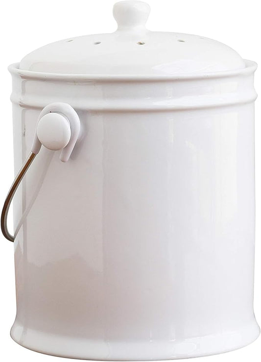 Natural Home 1-Gallon Ceramic Compost Bin with Filter