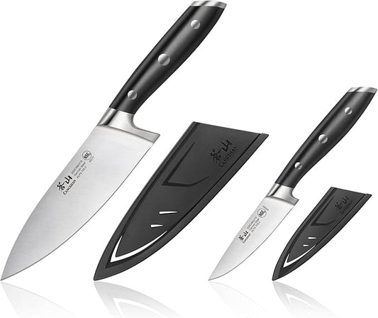 Cangshan ALPS Series 502797 German Steel Forged 2-Piece Starter Set with Sheaths, Black