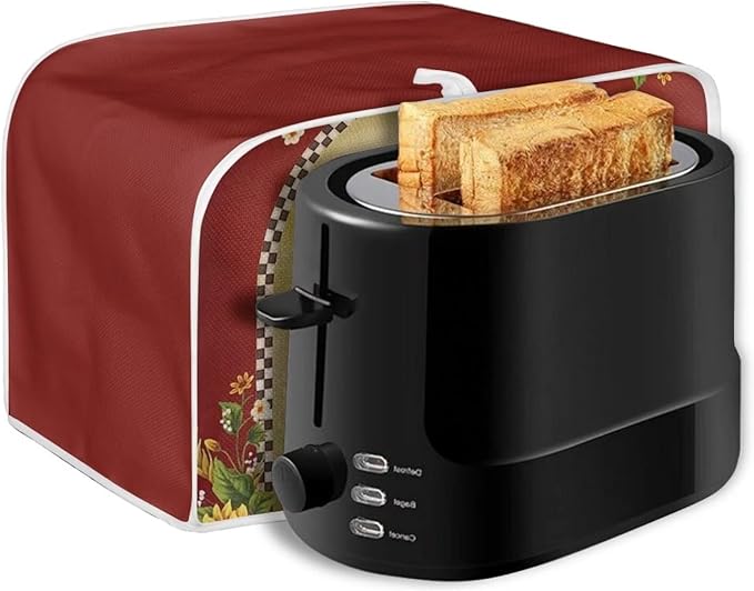 Annejudy Sunflower Rooster Toaster Cover for 4 Slice, Chicken Print Small Kitchen Appliance Dust Cover for Toasters, Microwave, Bread Maker