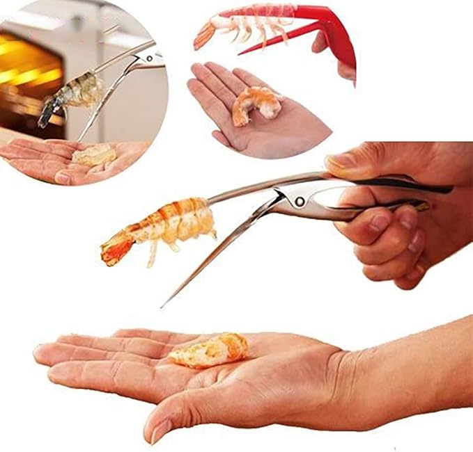 ELEDUCTMON Shrimp Deveiner Tool with Ergonomic Handle - 2-in-1 Prawn Cleaner & Seafood Peeler Knife for Kitchen, Restaurants, BBQ - Dishwasher Safe Shellfish Cleaning Tool