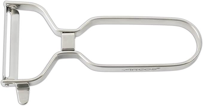 ARCOS Professional Chrome-Plated Peeler for Fruits and Vegetables. 5.5 Inch Stainless Steel Kitchen Tool for Precise Cutting. Chef's Gadget with Ergonomic Design. Silver Color