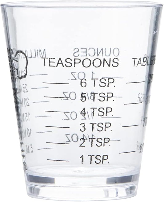 2-Pack Heavy Glass Measuring Shot Cups, Thick Base Liquid Measuring Glass for Coffee, Non-Fading 4-Measurement Espresso Jigger with Incrementa
