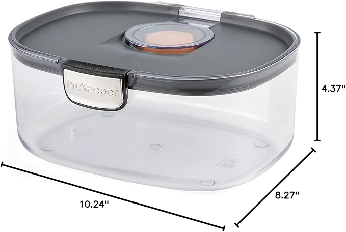 Progressive ProKeeper International Airtight Food Storage Container with Terracotta Disk for Freshness, Stackable & Dishwasher Safe, Ideal for Cookies, Baked Goods, & More, 3 Quart