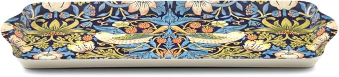 Pimpernel Morris & Co Strawberry Thief Blue Melamine Tray with Handles - Elegant Serving Tray for Tea Parties, Decorative Sandwich Display - Stylish Kitchen & Dining Organization, Ideal Gift for Her