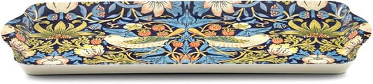 Pimpernel Morris & Co Strawberry Thief Blue Melamine Tray with Handles - Elegant Serving Tray for Tea Parties, Decorative Sandwich Display - Stylish Kitchen & Dining Organization, Ideal Gift for Her