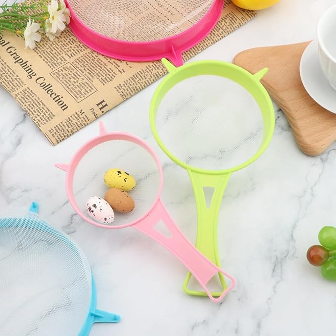 4Pcs Fine Mesh Strainer Set, Solid-Liquid Separator Gadget, Plastic Flour Colander with Non Slip Handles, Kitchen Tools for Yogurt Baking Tea Coffee Juice Pasta(4 Size)